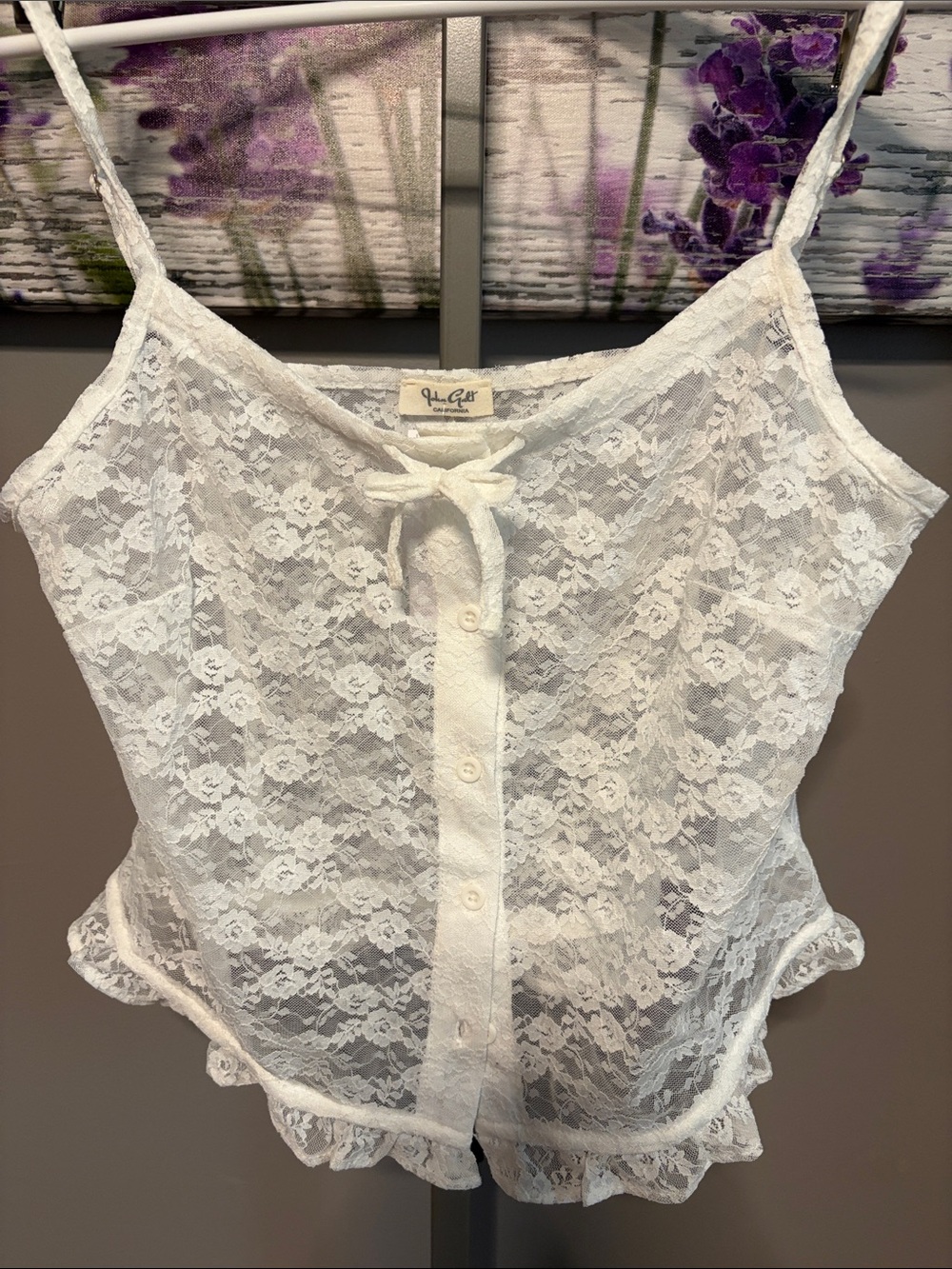 Women’s Pacsun John Galt White Lace Button-Front Camisole NWT OS